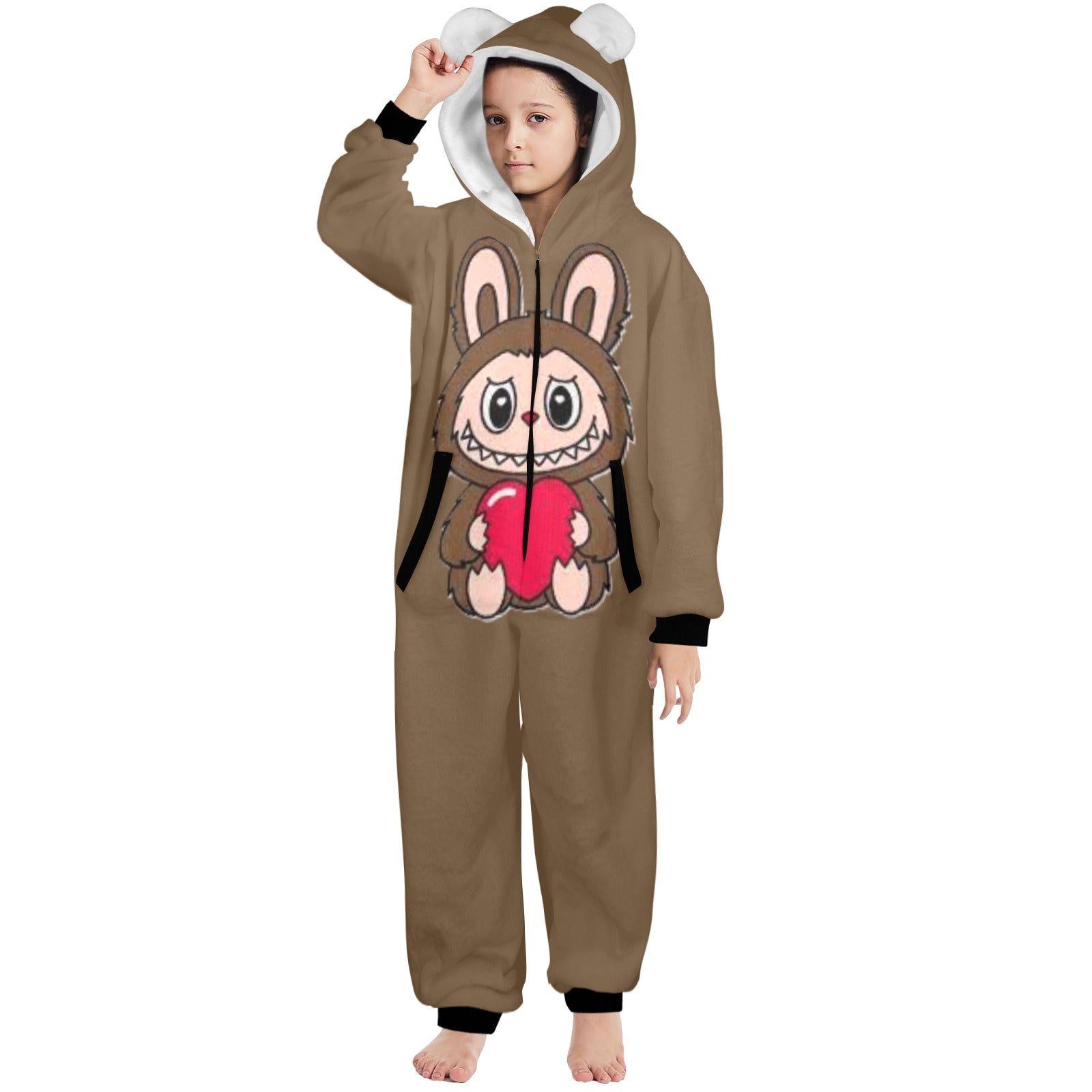 KSC's Exclusive Big Kids Onesie Labubu (8 to 15 Years) Brown Brown Labubu w/Heart