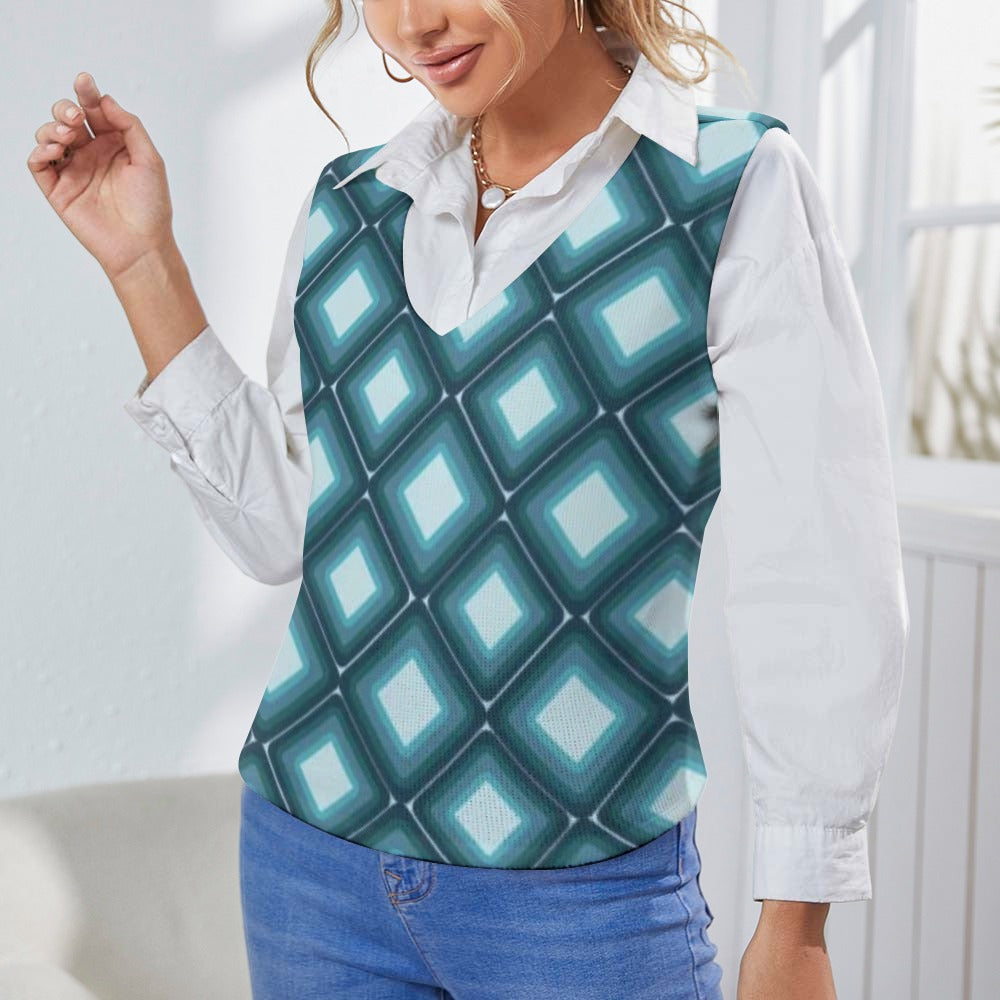 KSC's Custom Vest Designs Women's Long Sleeve Button Knit Vest - 10 OPTIONS INSIDE