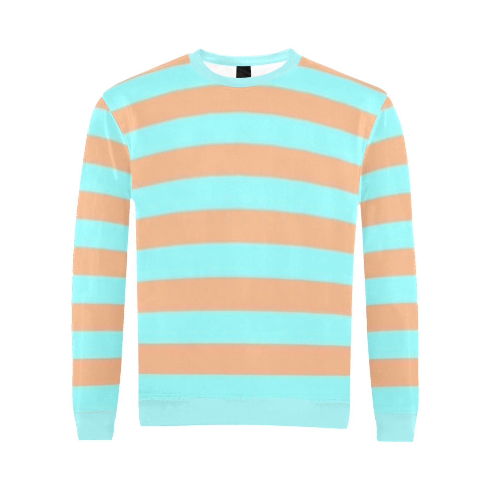 Green Brown Chocolate Mint Striped Sweater - Men's Sweater - Sweatshirts Men's Crew Neck Sweatshirt (Model H18)