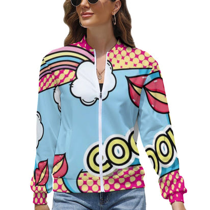 KSC's Limited Edition Pop Art Designs Women's Long Sleeve Zipper Jacket (10 Options) - KSC's Limited Edition Pop Art Collections