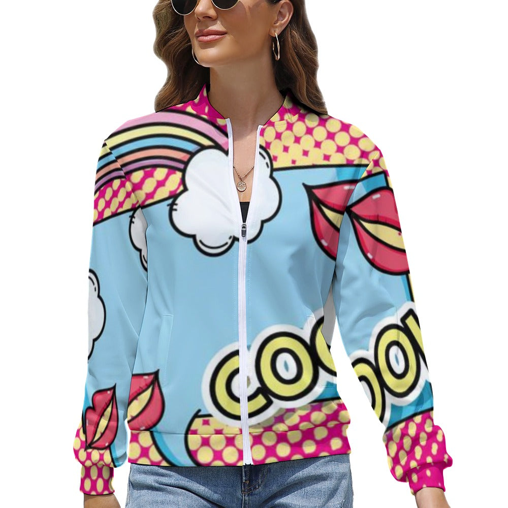 KSC's Limited Edition Pop Art Designs Women's Long Sleeve Zipper Jacket (10 Options) - KSC's Limited Edition Pop Art Collections