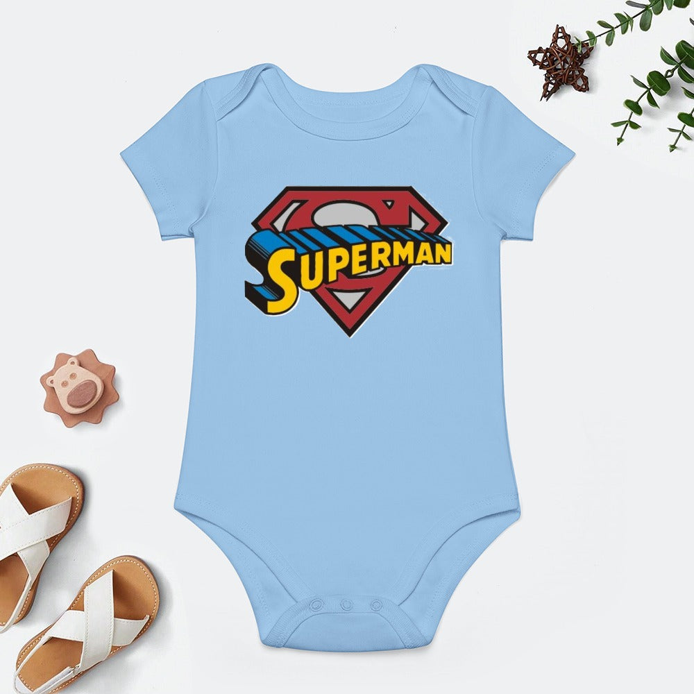 SUPER BABY PRINT DESIGNS BOYS Short -Sleeve Baby's Bodysuit - Super Boy/Man Prints