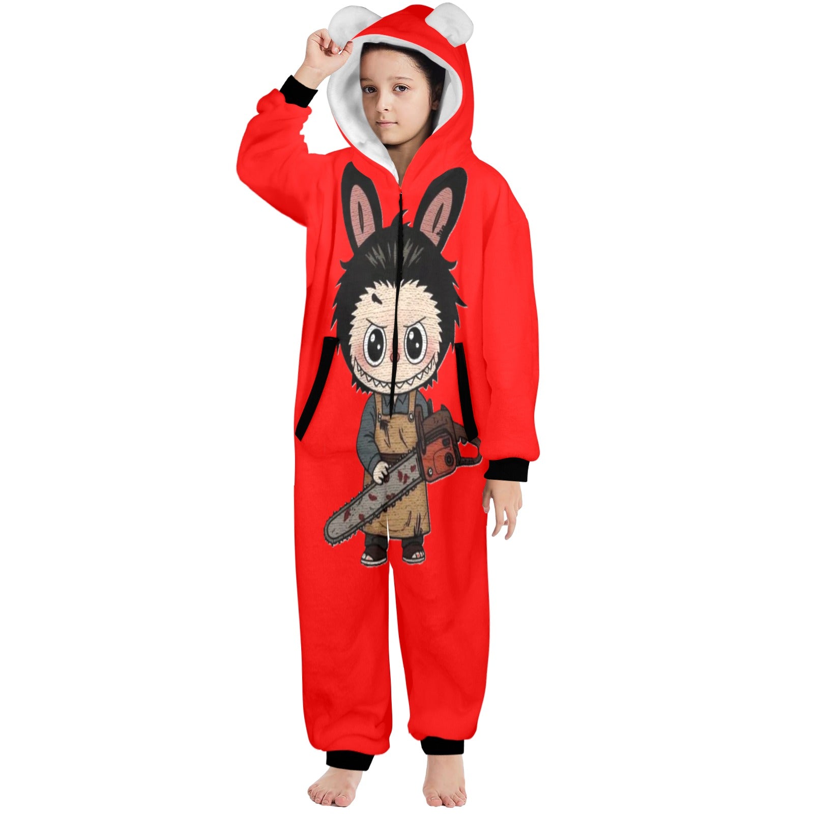 KSC's Halloween Big Kids Unisex Onesies (8 to 15 Years) Chainsaw Massacre Labubu