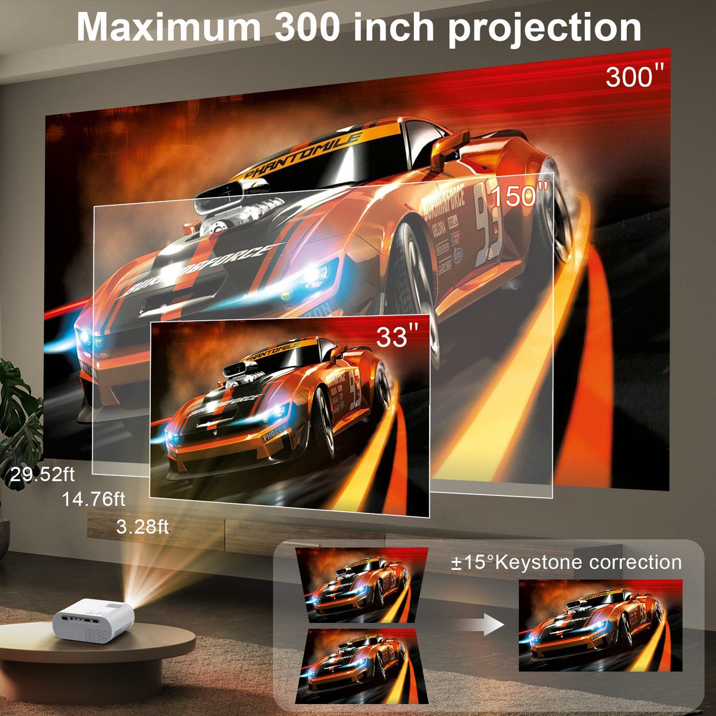 AWESOME PROJECTOR -Projector, Full HD 1080P Video Projector With Tripod, Portable Mini Outdoor Movie Projector For iPhone, Home Theater Projector Compatible With HDMI/USB/AV/Smartphone/TV Stick/Laptop