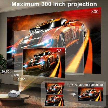 AWESOME PROJECTOR -Projector, Full HD 1080P Video Projector With Tripod, Portable Mini Outdoor Movie Projector For iPhone, Home Theater Projector Compatible With HDMI/USB/AV/Smartphone/TV Stick/Laptop