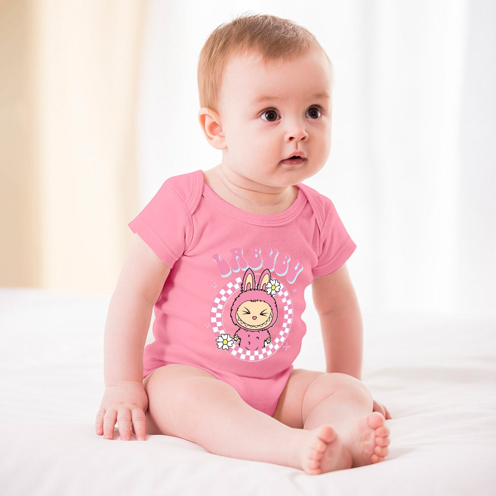 KSC's Cute Baby Labubu Girl Body Suit -Short -Sleeve Baby's Bodysuit