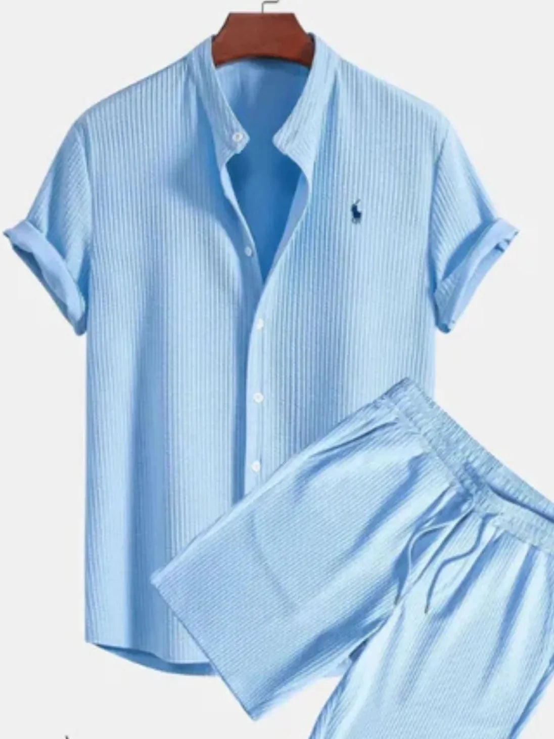 K&S's Men's Casual Loose Shirt & Short Set- casual loose short sleeved short four sided elastic set