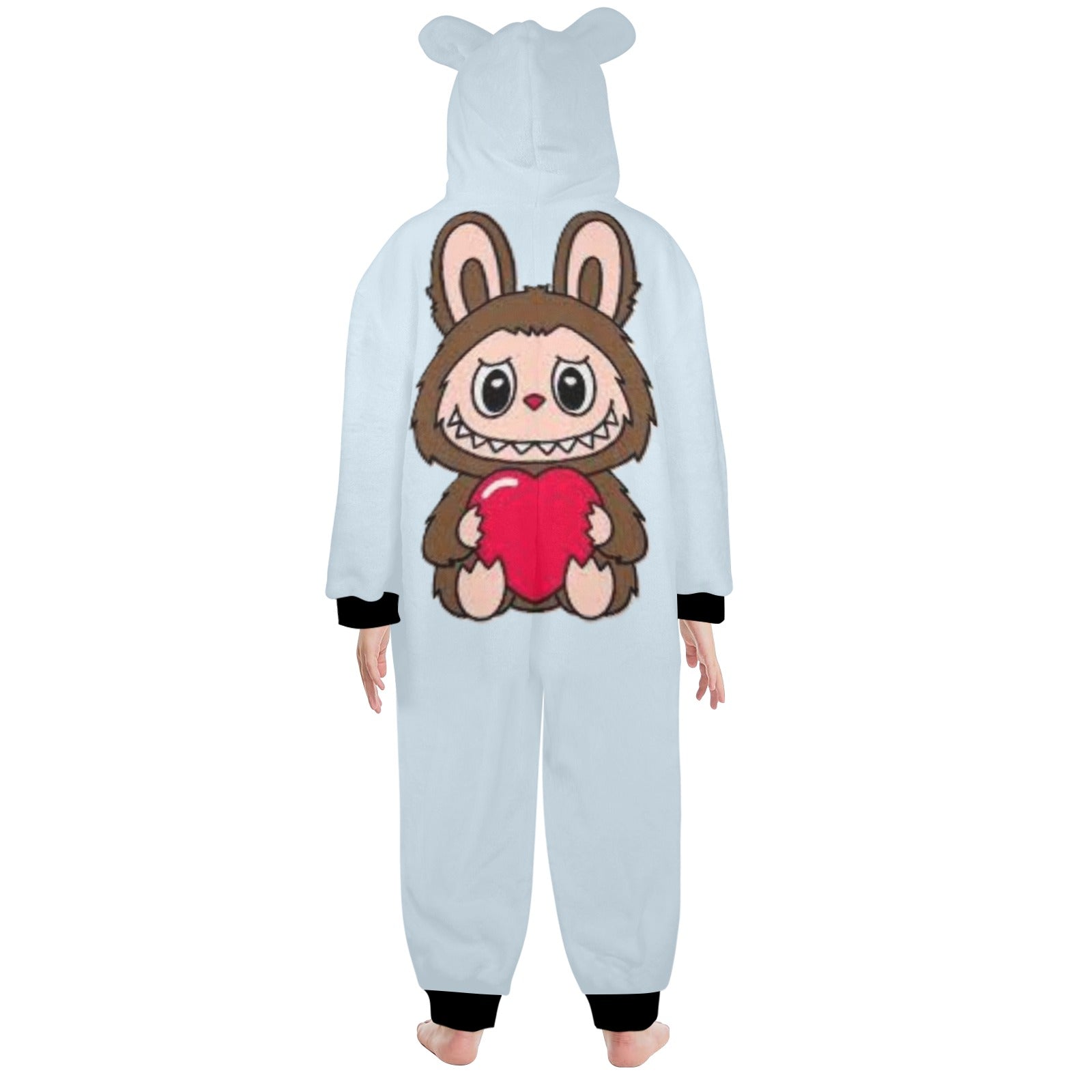 KSC's Exclusive Big Kids Onesie Labubu (8 to 15 Years) Light Blue Brown Labubu w/Heart