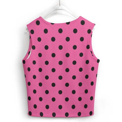 KSC's Exclusive Polka Dot Designs Women's Long Sleeve Button Knit Vest- 10 Options Inside