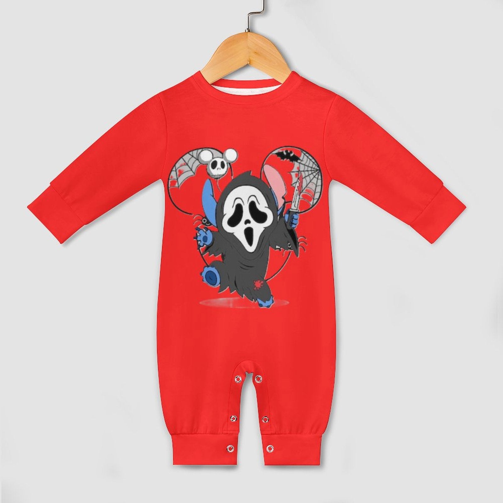 Halloween Stitch Ghost Face Baby Long Sleeve Baby Onesie
