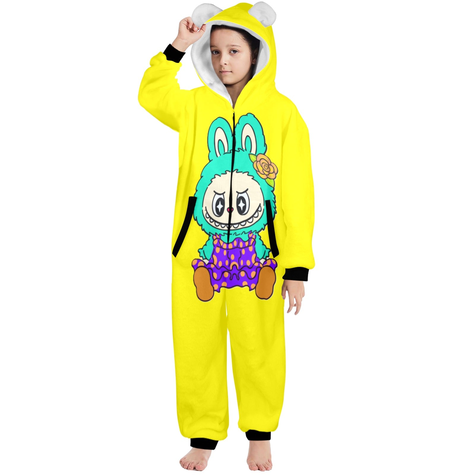 KSC's Exclusive Big Kids Onesie Labubu (8 to 15 Years) Yellow Teal Labubu
