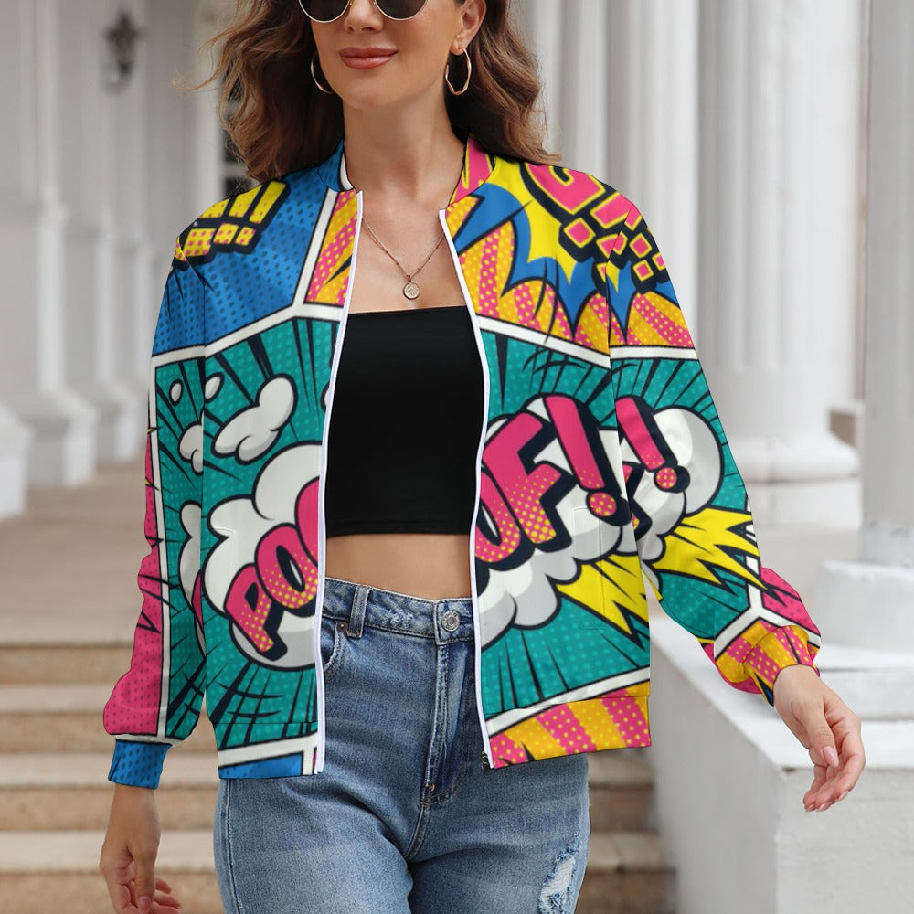KSC's Limited Edition Pop Art Designs Women's Long Sleeve Zipper Jacket (10 Options) - KSC's Limited Edition Pop Art Collections