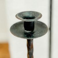 Tall Hand-Forged Cast Iron Floor Candle Holders, Set of 3