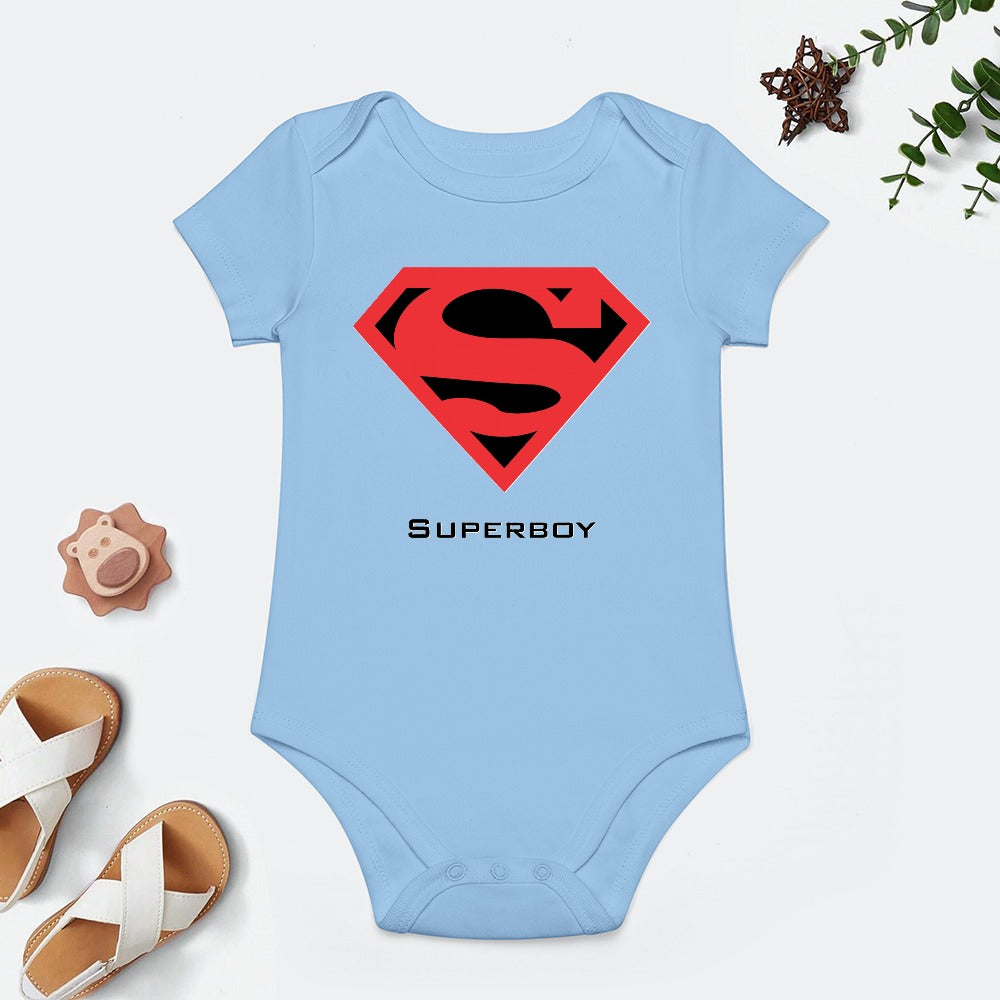 SUPER BABY PRINT DESIGNS BOYS Short -Sleeve Baby's Bodysuit - Super Boy/Man Prints