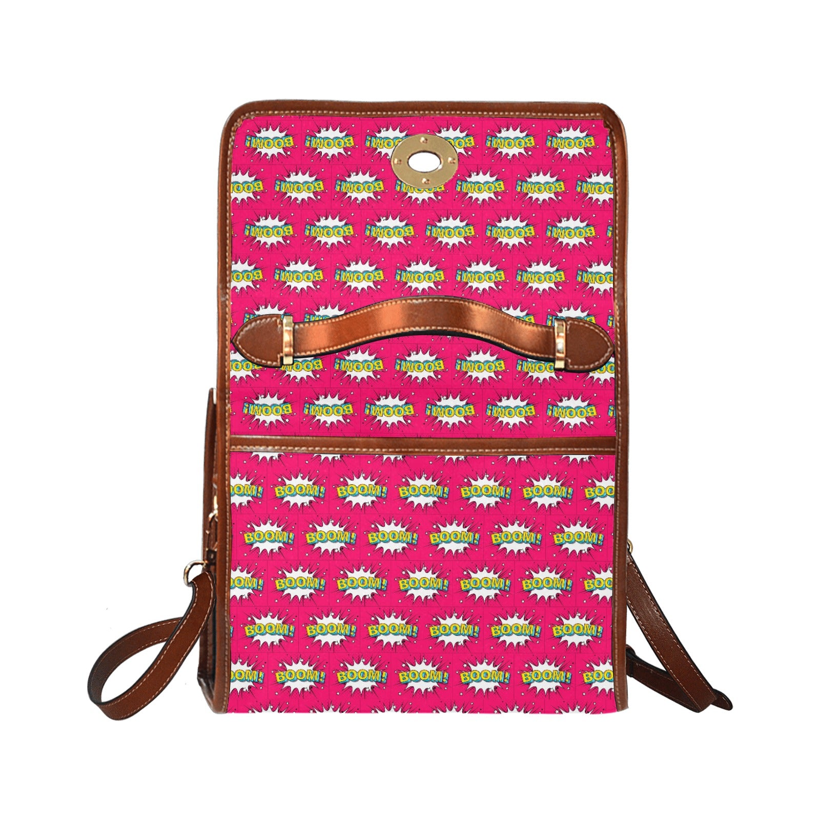 KSC's Custom Design's Waterproof Hand Bag-Brown Handle - 10 Options -Awesome Deal - Pop Art Designs, Polka Dots, Geometric Patterns