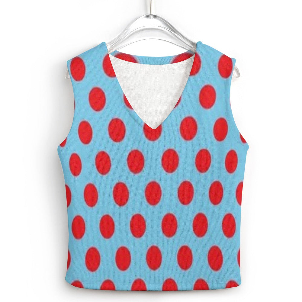 KSC's Exclusive Polka Dot Designs Women's Long Sleeve Button Knit Vest- 10 Options Inside