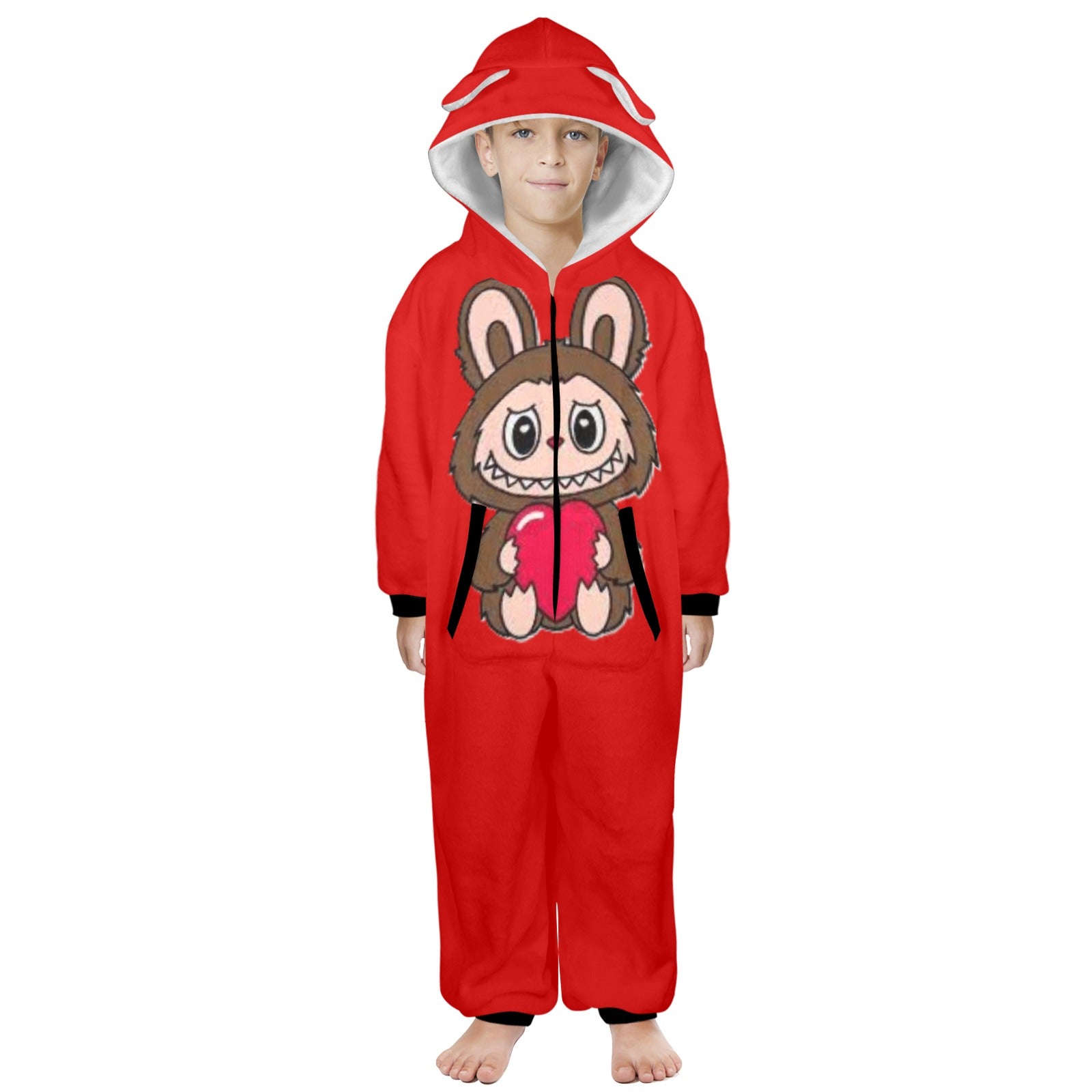 KSC's Exclusive Big Kids Onesie Labubu (8 to 15 Years) Red Brown Labubu w/Heart
