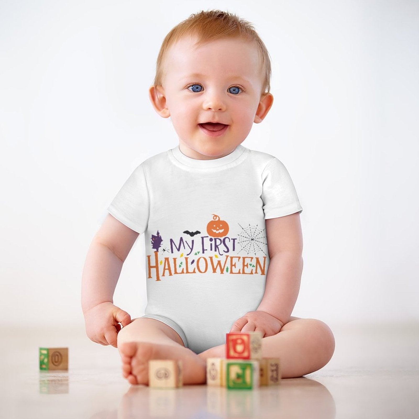 Baby My First Halloween White Romper Short Sleeve Baby Romper (PLR)