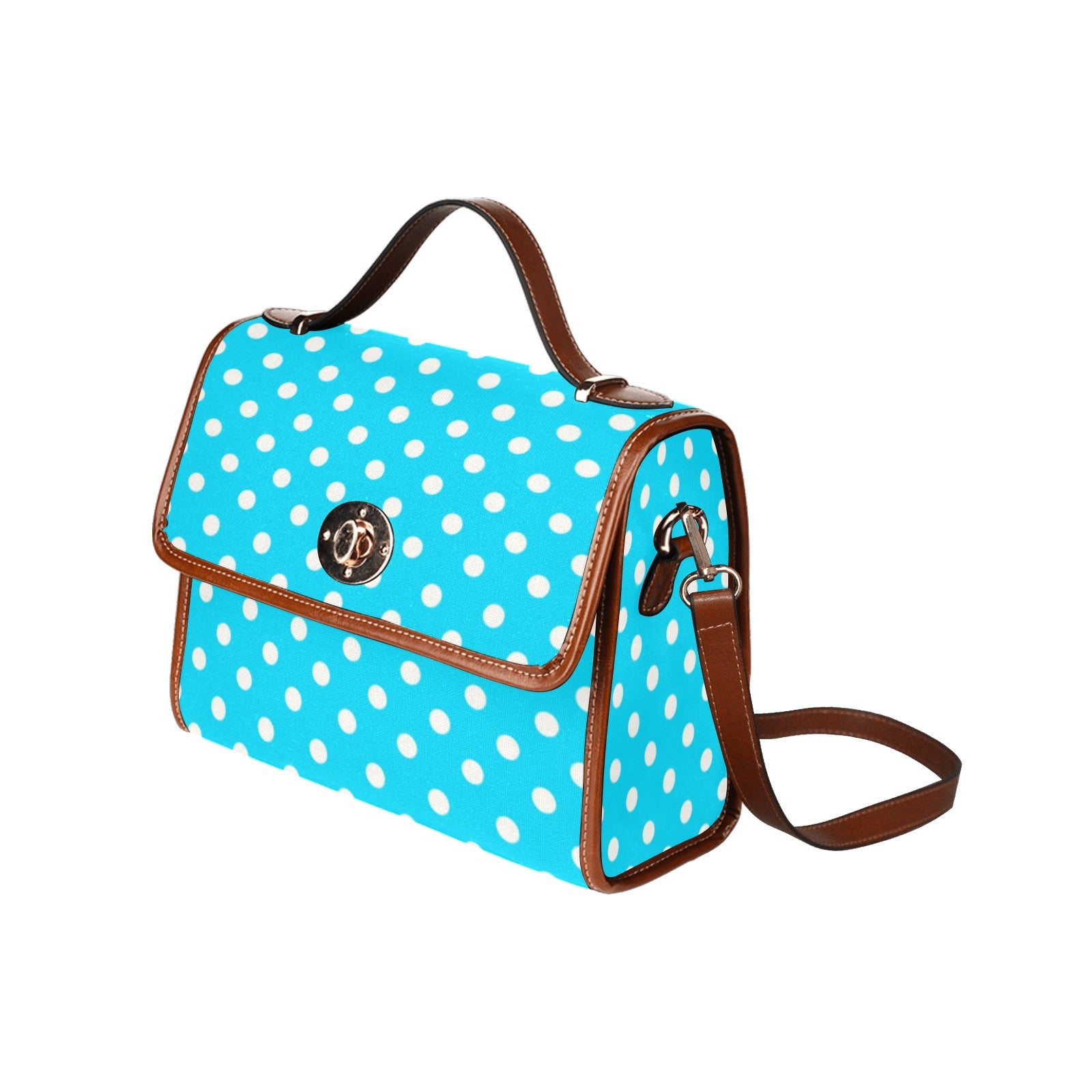 Shopksc.com Exclusive Baby Blue with White Polka Dots Geometric Pattern Designs Handbag Fashion 