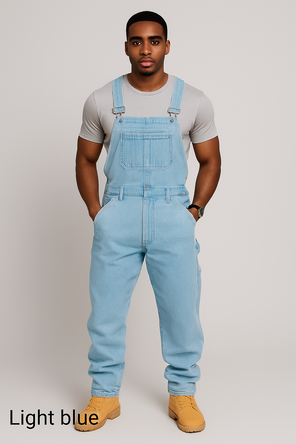 Hot Style Denim Overalls RuggedForm™ – Men's Loose-Fit Denim Utility Overalls
