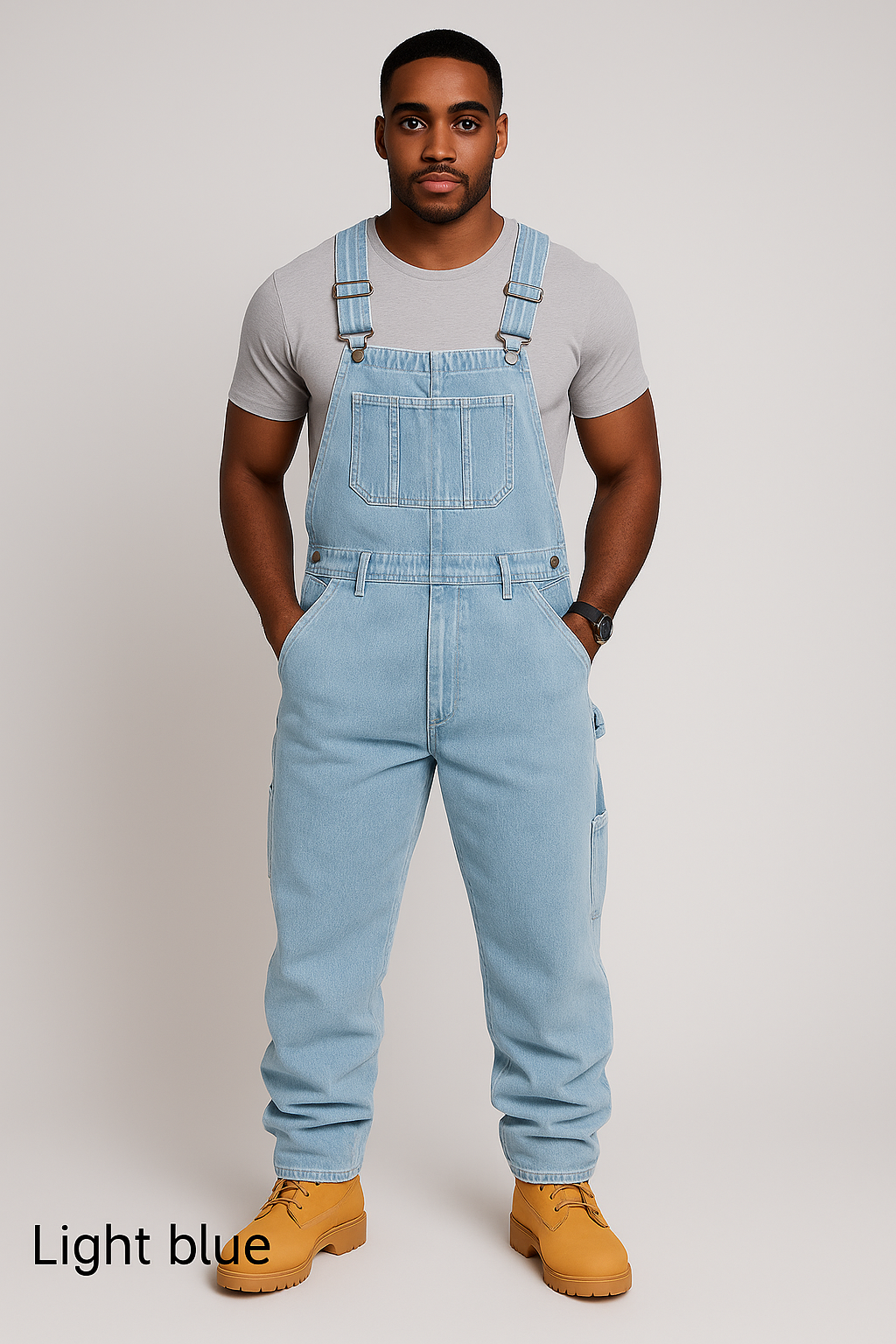 Hot Style Denim Overalls RuggedForm™ – Men's Loose-Fit Denim Utility Overalls