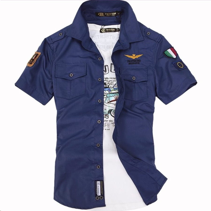 New Hot Style- Mens Short Sleeve Military Style Shirt