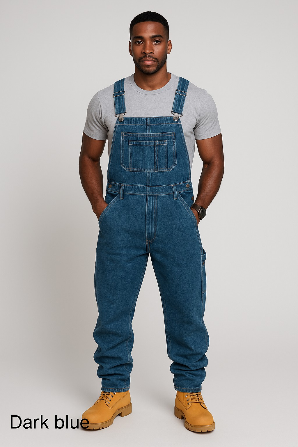 Hot Style Denim Overalls RuggedForm™ – Men's Loose-Fit Denim Utility Overalls