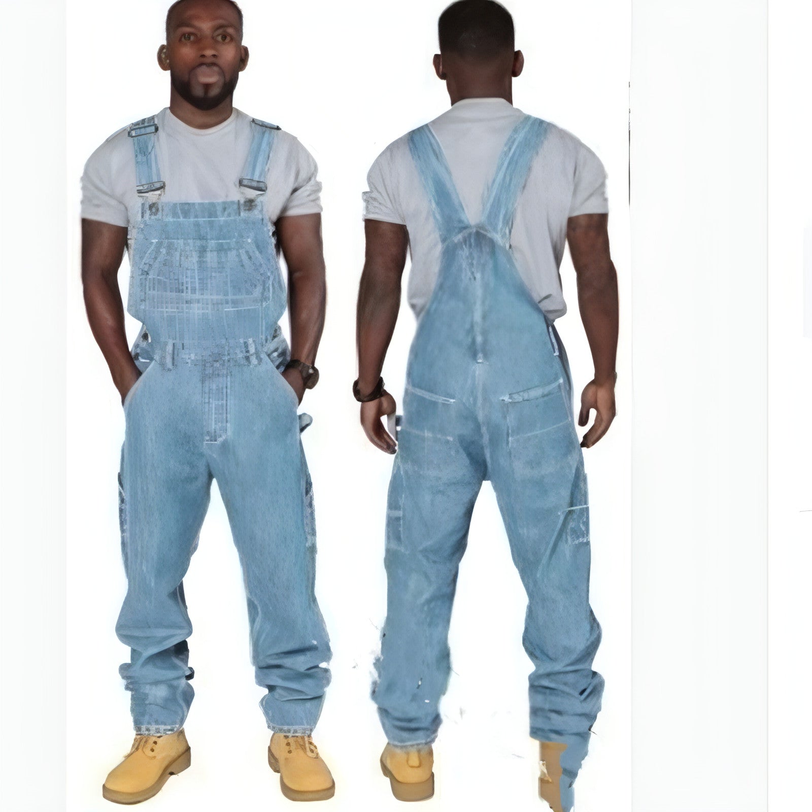 Hot Style Denim Overalls RuggedForm™ – Men's Loose-Fit Denim Utility Overalls