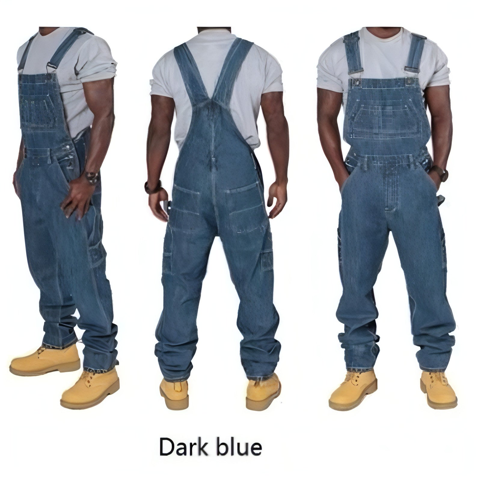 Hot Style Denim Overalls RuggedForm™ – Men's Loose-Fit Denim Utility Overalls