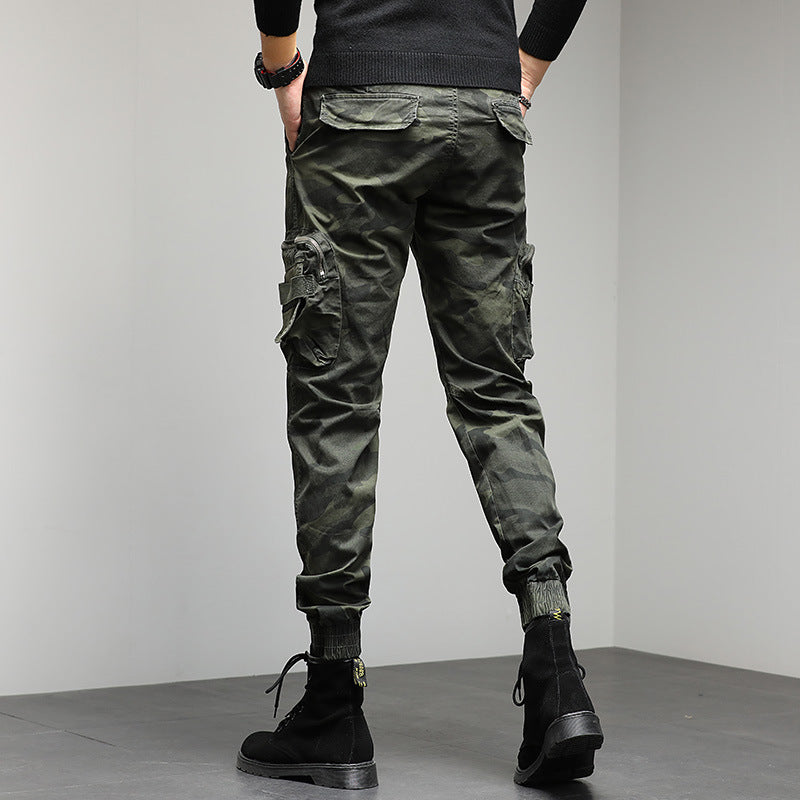 New Men's Casual Pants Camouflage Cargo Pants Slim show high military style bunches of foot pants
