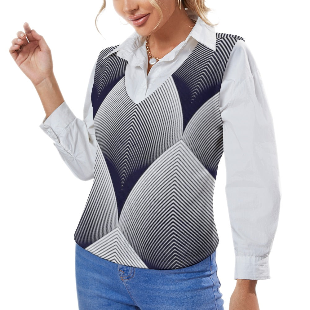 KSC's Custom Vest Designs Women's Long Sleeve Button Knit Vest - 10 OPTIONS INSIDE
