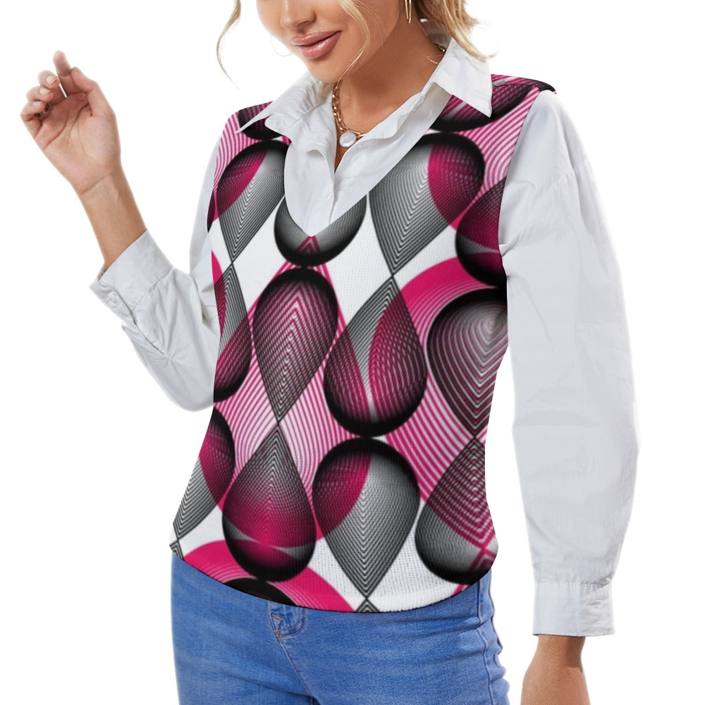 KSC's Custom Vest Designs Women's Long Sleeve Button Knit Vest - 10 OPTIONS INSIDE