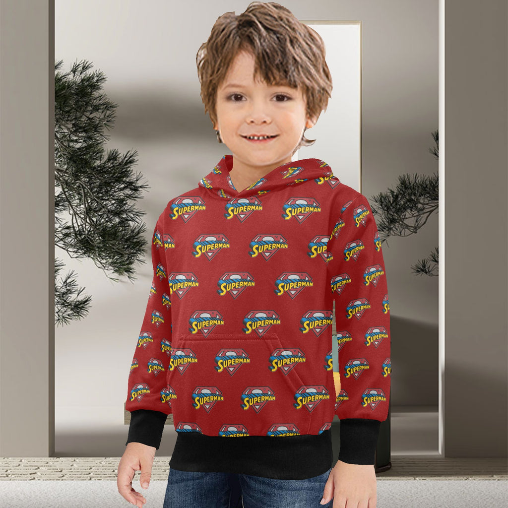 Super Hero Pattern -Little Boys' Long Sleeve Hoodie