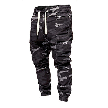 Men's camouflage overalls large size elastic waist corset trousers outdoor sports men's military pants