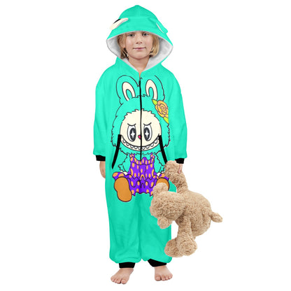 KSC's Exclusive Labubu Little Kids Unisex Onesie (2 to 7 years old) Teal Labubu Sitting