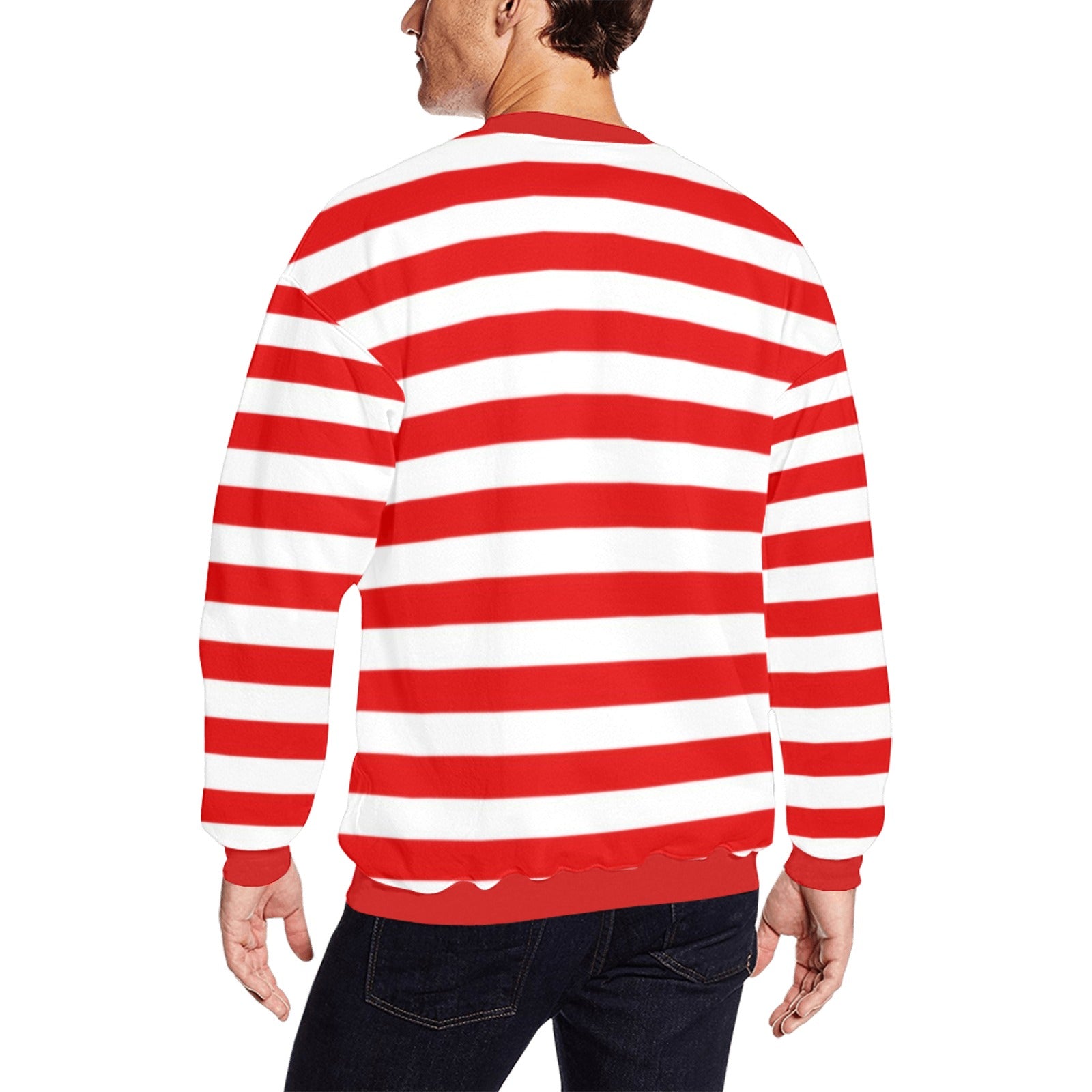 KSC's Red Stripe Sweater Men's Stylish Collection Men's Crew Neck Sweatshirt (Model H18)