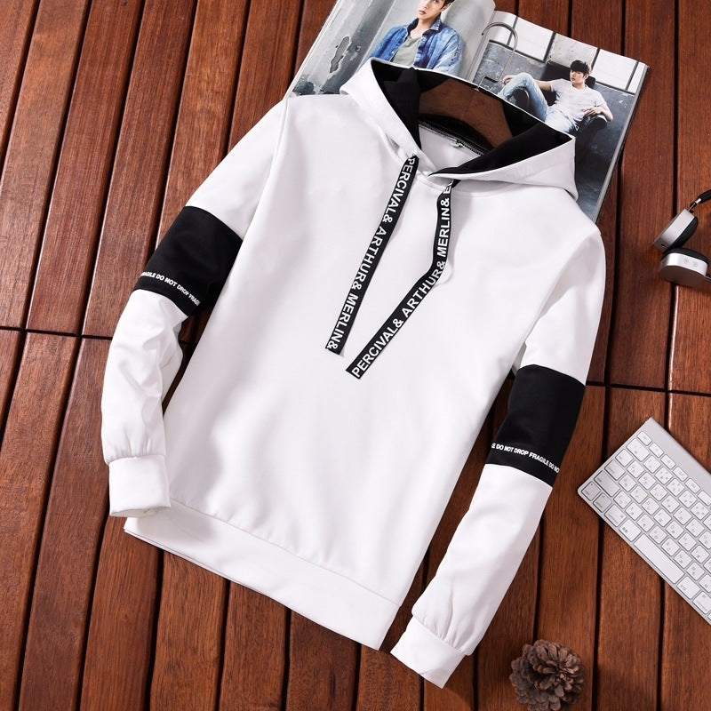 Men's hoodie thin long sleeve suit youth student sportswear male edition trend 2 sets a set