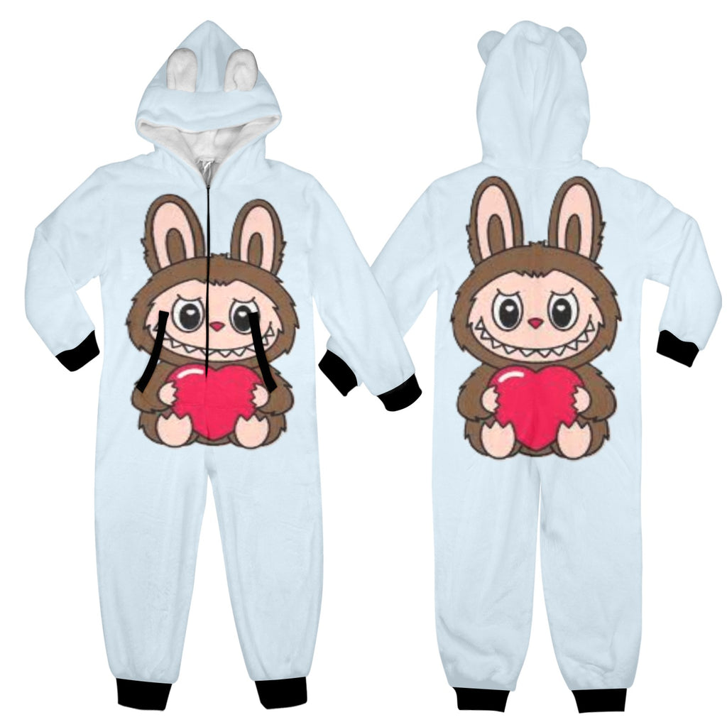 KSC's Exclusive Big Kids Onesie Labubu (8 to 15 Years) Light Blue Brown Labubu w/Heart