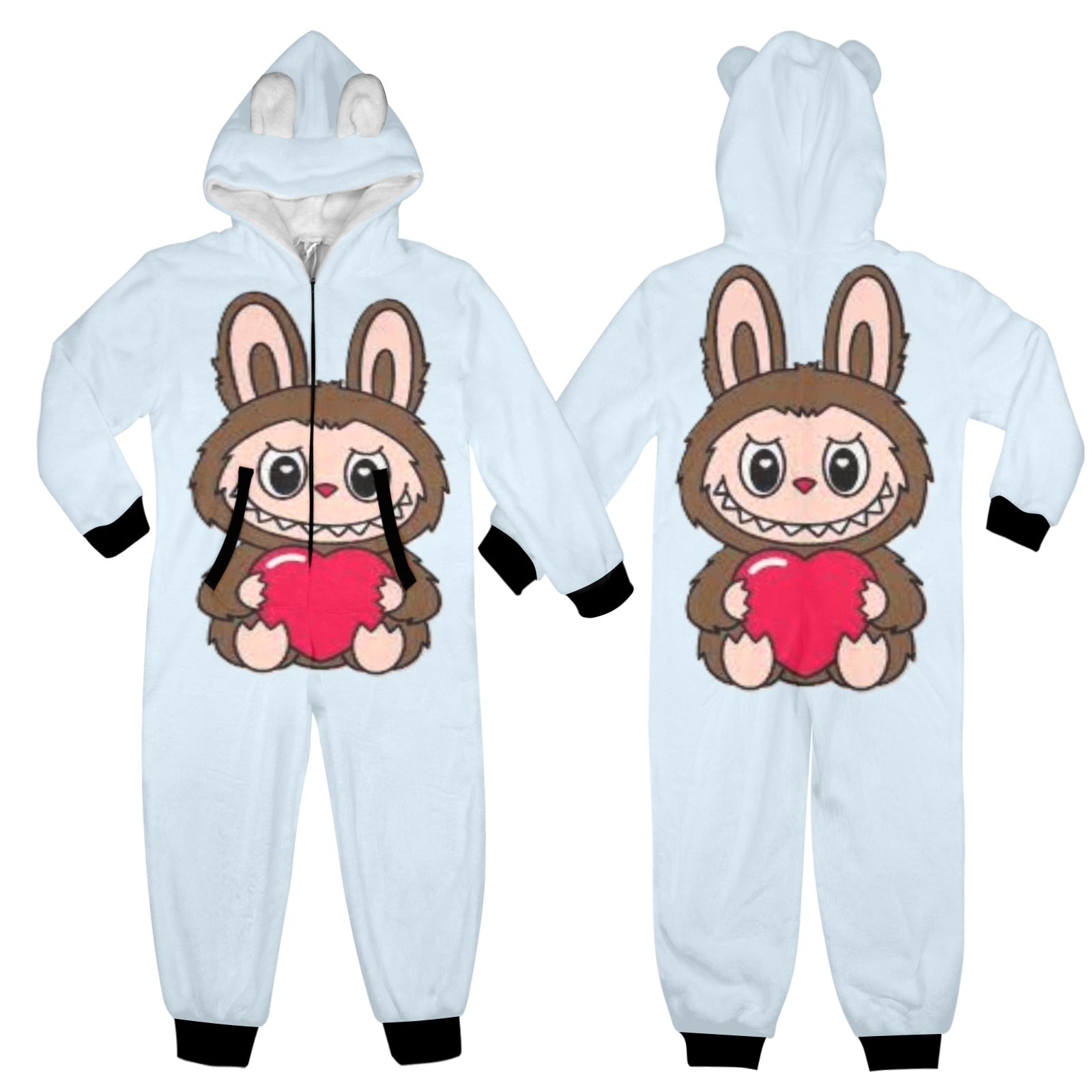 KSC's Exclusive Big Kids Onesie Labubu (8 to 15 Years) Light Blue Brown Labubu w/Heart