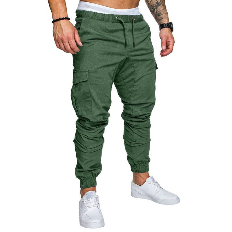 Fashion Men's Drawstring Adjustable Pocket Pants New Casual Men's Pants Jogging Slim Fit Striped Clothing
