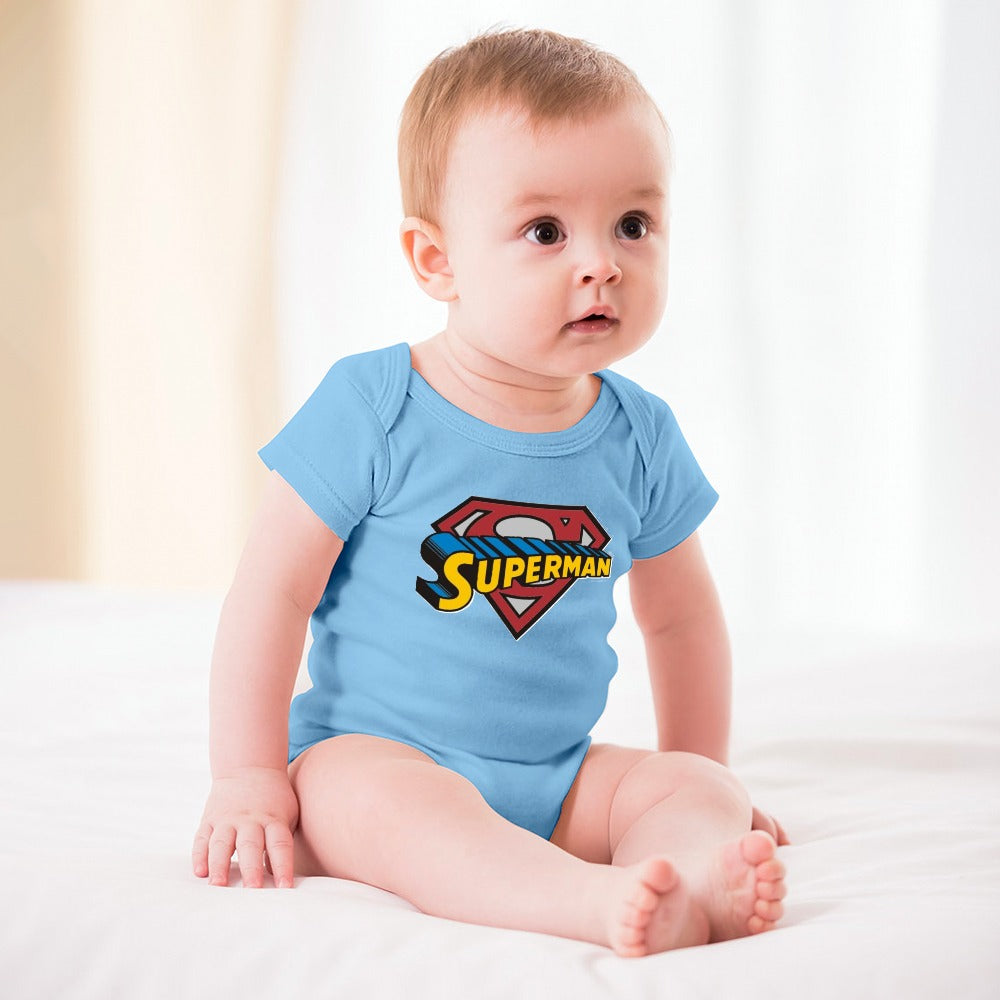 SUPER BABY PRINT DESIGNS BOYS Short -Sleeve Baby's Bodysuit - Super Boy/Man Prints