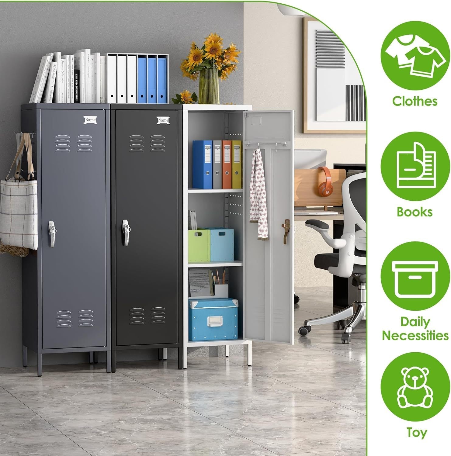 Metal Lockers For Kids, Teens, College Dorms, or Employees With Handle,Metal Storage Locker