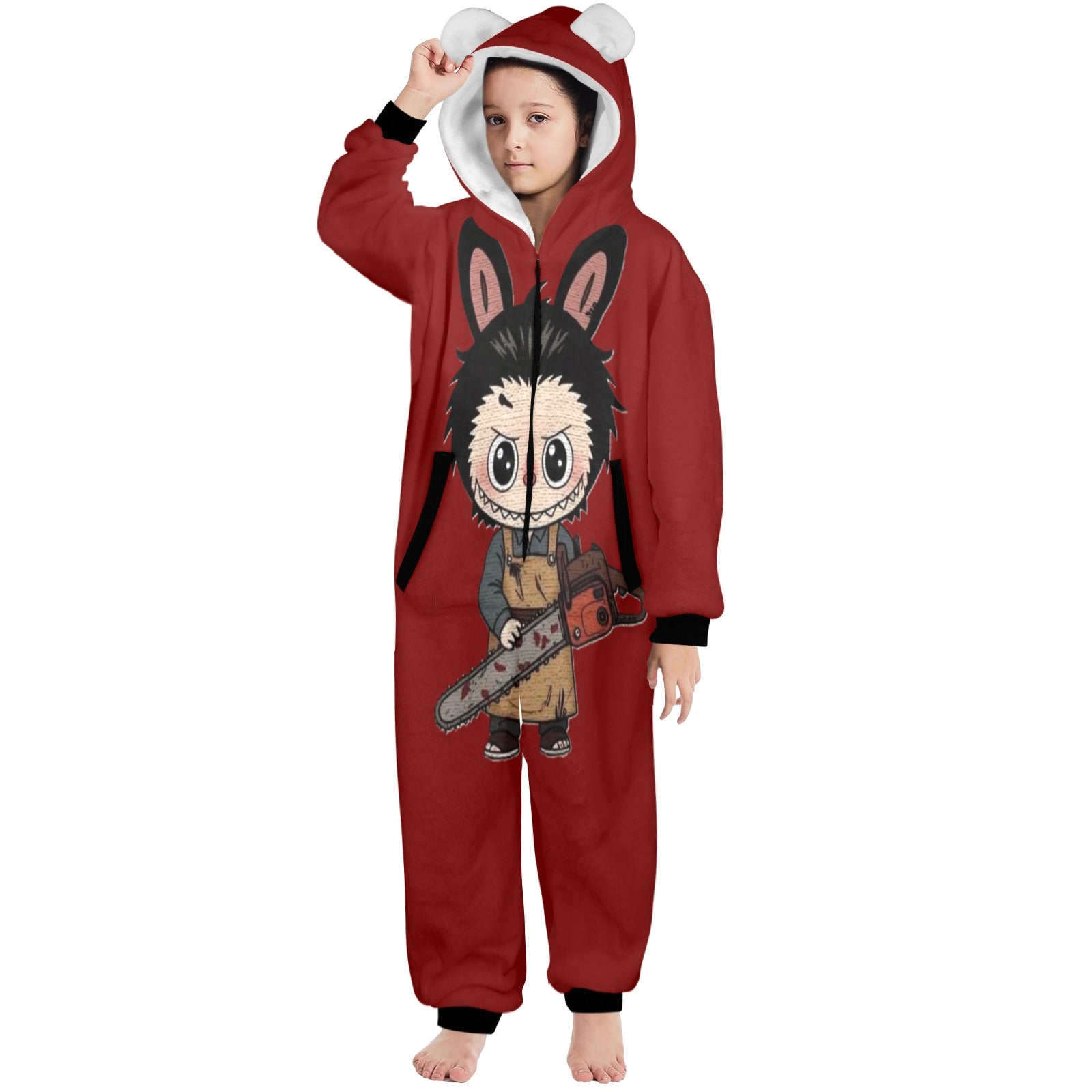KSC's Halloween Big Kids Unisex Onesies (8 to 15 Years) Chainsaw Massacre Labubu