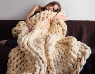 COZY COMFORTABLE WOVEN BLANKET Yarn Hand-Woven Blanket Knitted Wool blanket Soft Thick Yarn