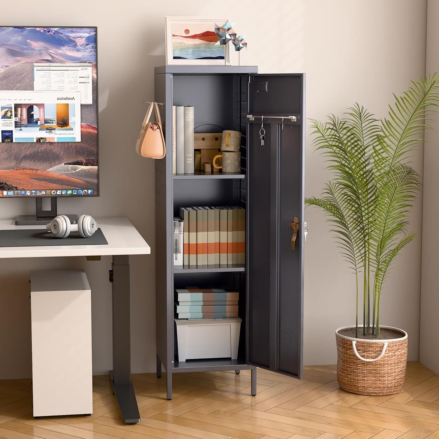 Metal Lockers For Kids, Teens, College Dorms, or Employees With Handle,Metal Storage Locker