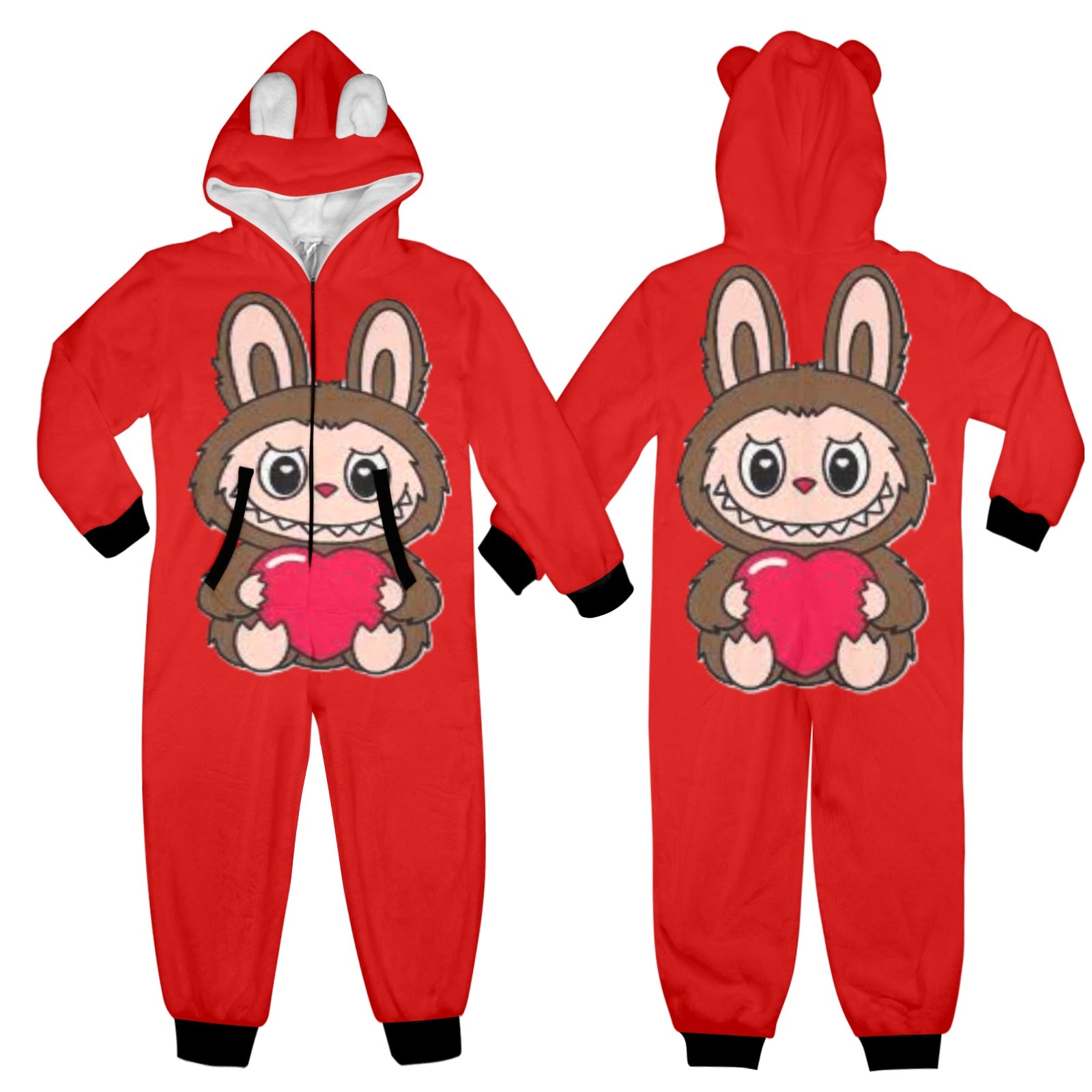 KSC's Exclusive Big Kids Onesie Labubu (8 to 15 Years) Red Brown Labubu w/Heart