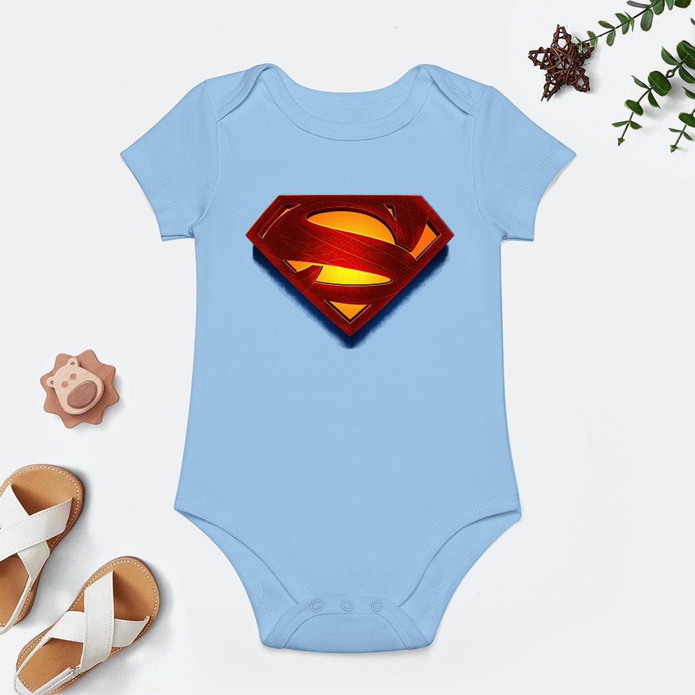 SUPER BABY PRINT DESIGNS BOYS Short -Sleeve Baby's Bodysuit - Super Boy/Man Prints