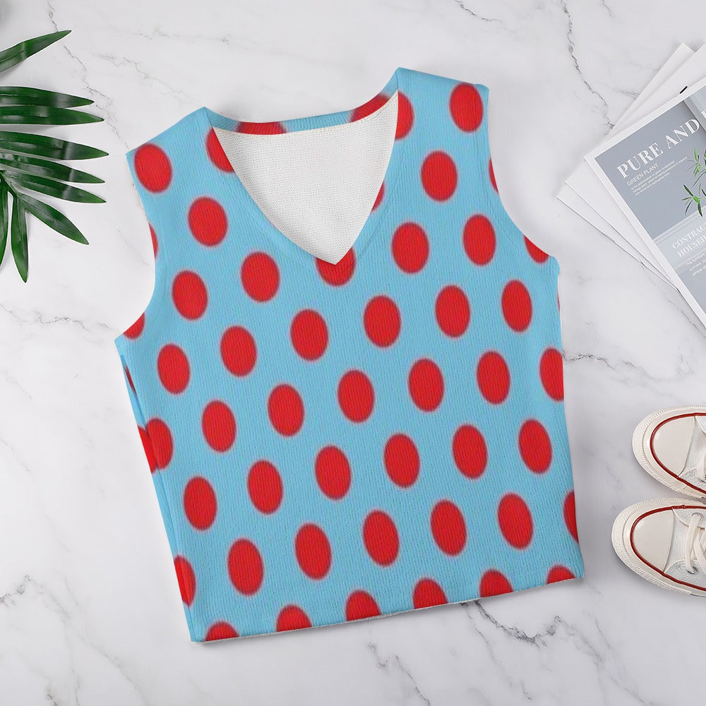 KSC's Exclusive Polka Dot Designs Women's Long Sleeve Button Knit Vest- 10 Options Inside