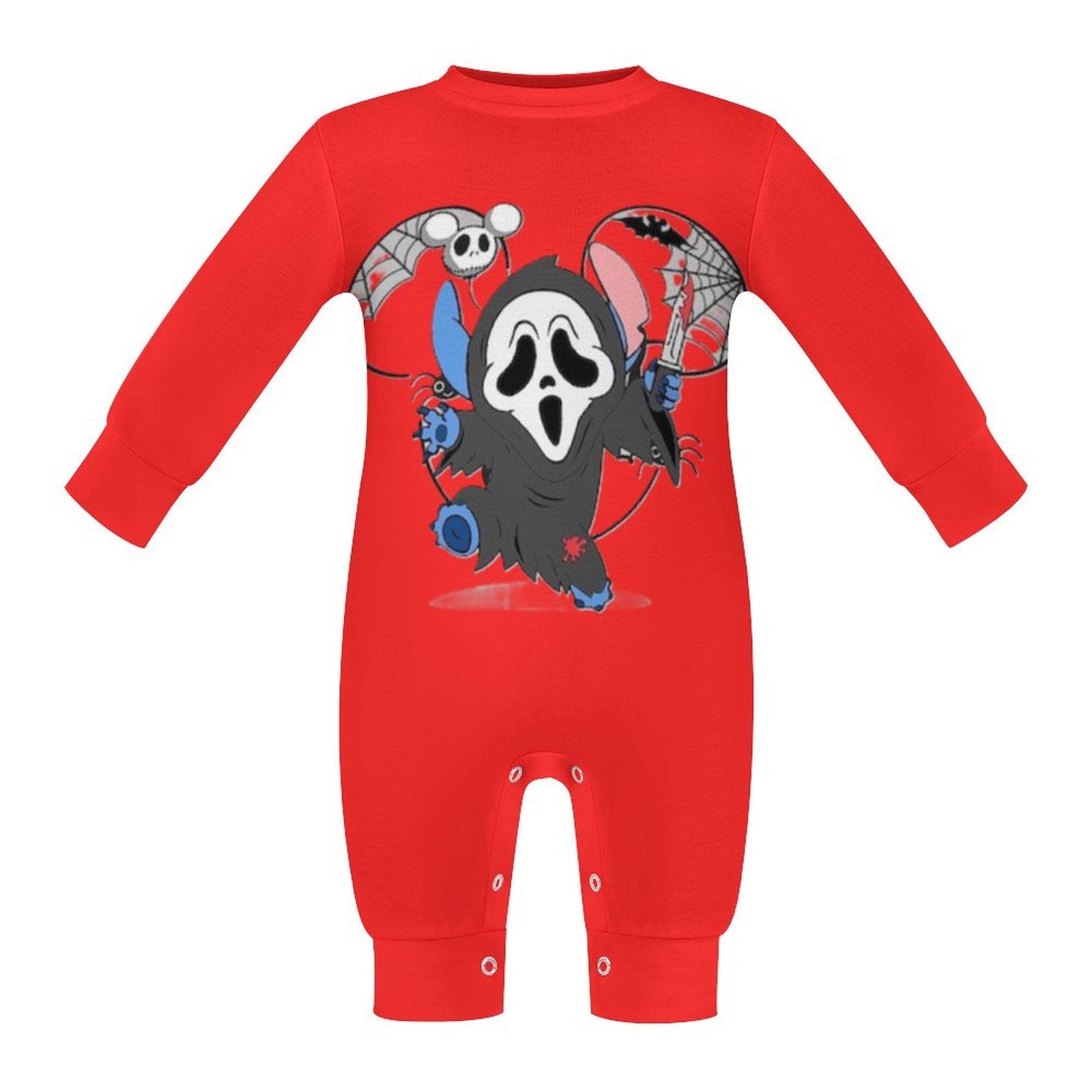 Halloween Stitch Ghost Face Baby Long Sleeve Baby Onesie