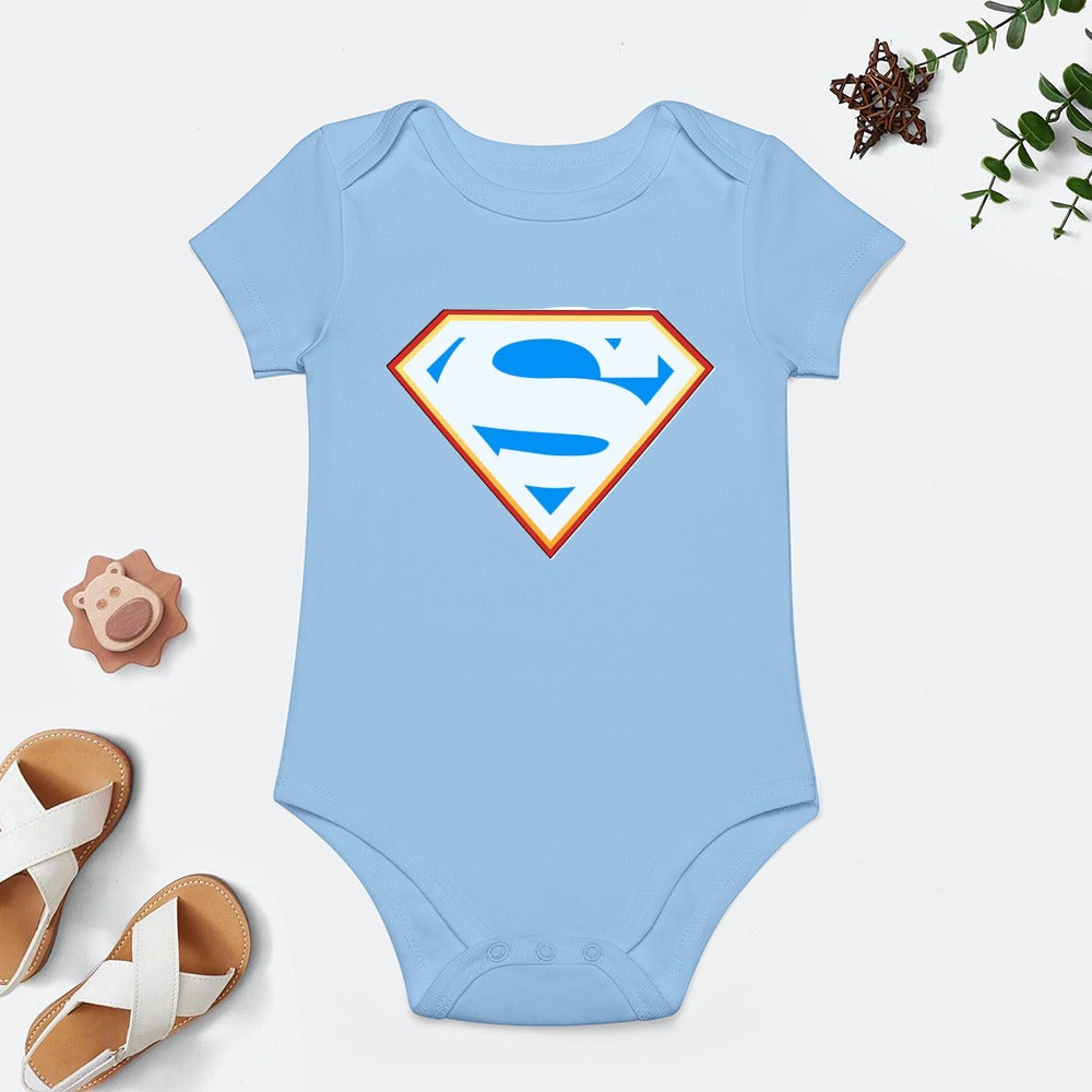 SUPER BABY PRINT DESIGNS BOYS Short -Sleeve Baby's Bodysuit - Super Boy/Man Prints